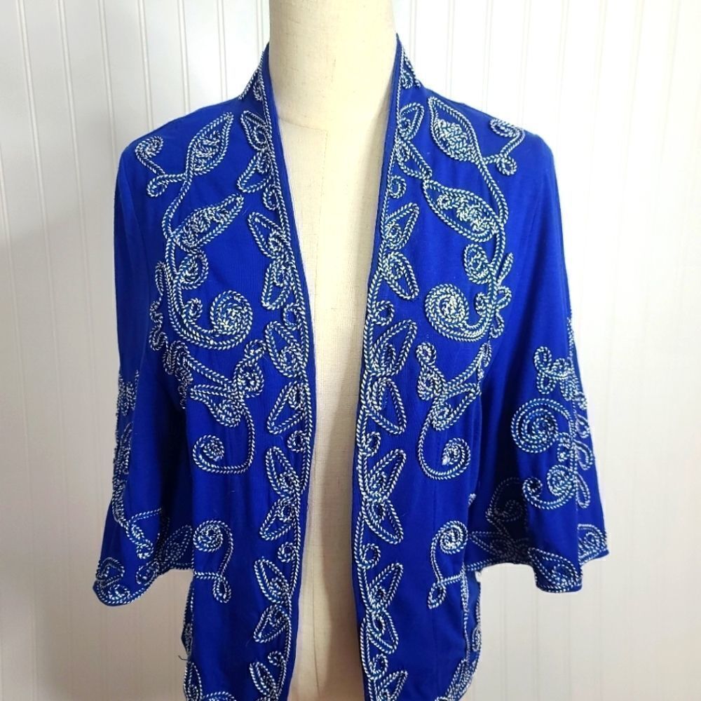 Lauren Michelle Embroidered Royal Blue Jacket SIZE SMALL